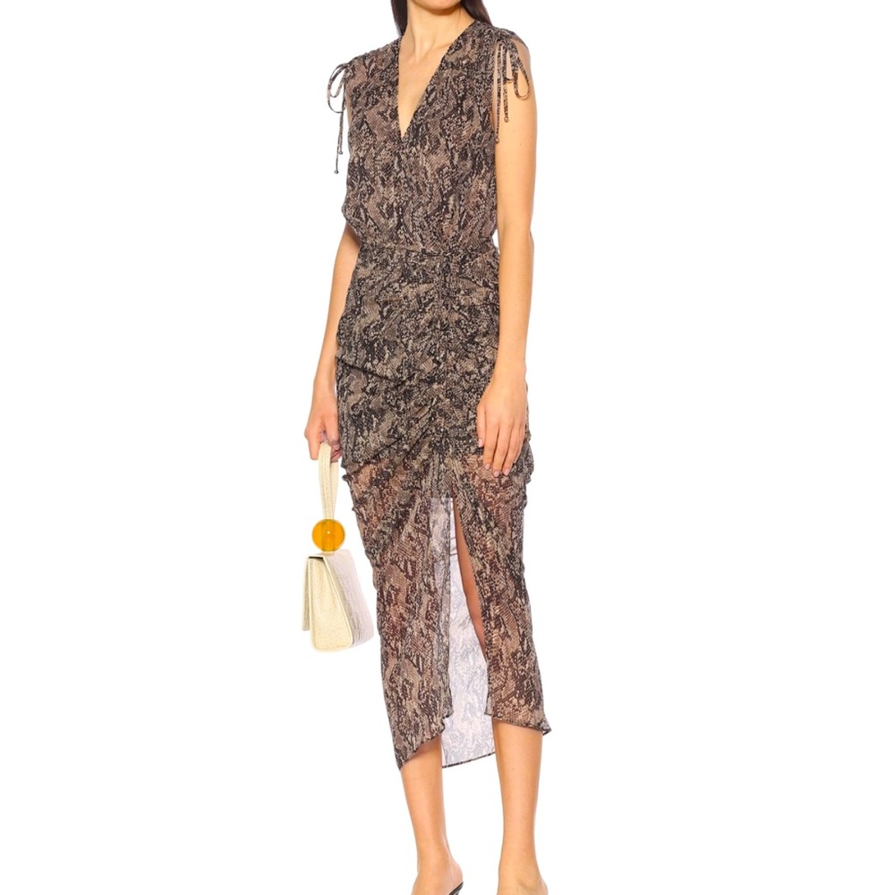 Veronica Beard Teagan Ruched Python Printed Dress - Picture 2 of 5